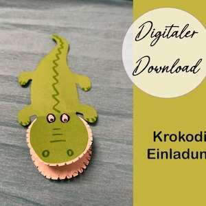 Kindergeburtstag Einladung Krokodil zum selber basteln (DIY)