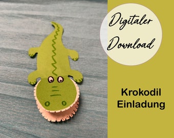 Kindergeburtstag Einladung Krokodil zum selber basteln (DIY)