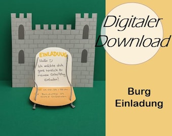Kindergeburtstag Einladung Ritterburg zum selber basteln (DIY)