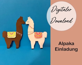 Kindergeburtstag Einladung Lama oder Alpaka zum selber basteln (DIY)