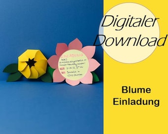 Kindergeburtstag Einladung Blume zum selber basteln (DIY)