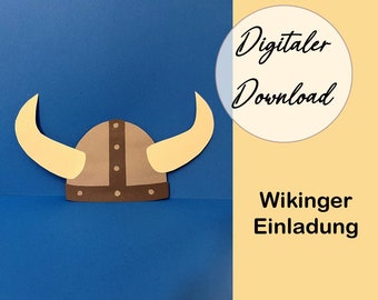 Kindergeburtstag Einladung Wikingerhelm zum selber basteln (DIY)