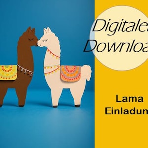 Kindergeburtstag Einladung Lama oder Alpaka zum selber basteln (DIY) Bild 1