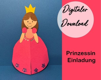 Kindergeburtstag Einladung Prinzessin zum selber basteln (DIY)