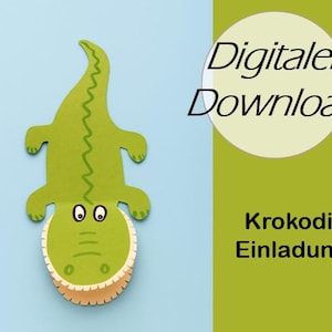 Kindergeburtstag Einladung Krokodil zum selber basteln (DIY)