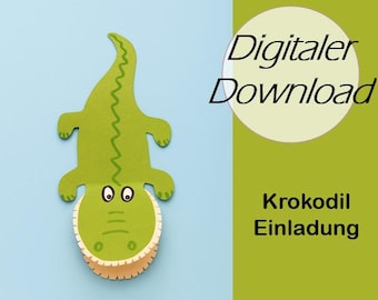 Invitación de cumpleaños infantil: Cocodrilo para hacer tú mismo (DIY)
