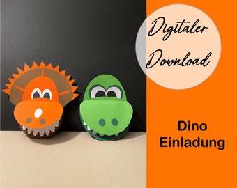 Kindergeburtstag Einladung Dinos zum selber basteln (DIY)