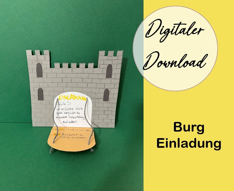 Kindergeburtstag Einladung Ritterburg zum selber basteln (DIY)