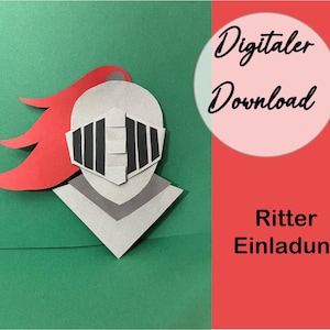Kindergeburtstag Einladung Ritterhelm zum selber basteln (DIY)