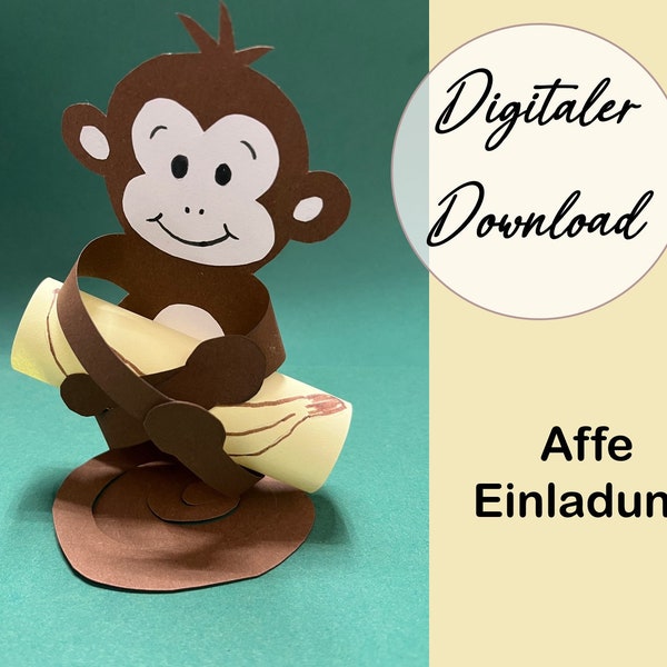 Kindergeburtstag Einladung Affe zum selber basteln (DIY)