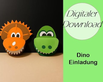 Kindergeburtstag Einladung Dinos zum selber basteln (DIY)