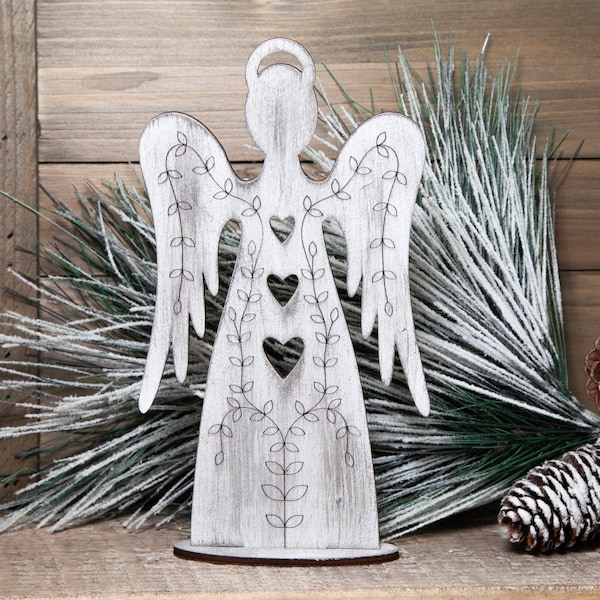 Handmade wooden Angel, Standing Rustic Angel, Handmade item, Farmhouse Christmas decor, Christmas shelf sitter, Mantel decor, Kitchen decor