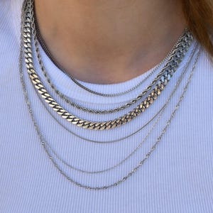 Silver Waterproof Chain Necklace, Chain Twist Chain Herringbone Necklaces for Women Men, Twist Rope Dainty Snake Kids Gift Dad Father