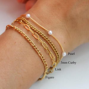 Gold Filled Bracelet Gift Mom, Mother day Bracelet Beaded Bracelet, Anklet Gold Girl,Filled Chain Pearl Bracelet Waterproof Jewelry Gift Mom
