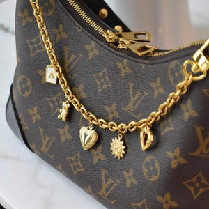 Custom Women Bag Charm Accessories - Gold Filled Purse Swag Chain with Multi Charm, Women Handbag Tote Charms Locket Initial Wife Bag Charm