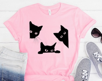 Cat Tees, Black Cat T-Shirt, Black cat Tees, Animal shirt, Cute animal, Gift Cats Tshirts, Funny Black Cat Tee, Cute Cat shirt, Black cat