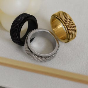 Custom Name Spinner Rings, Fidget Spinner Rings, Silver Rings Man, Black Band Rings, Couple Rings, Spinner WATERPROOF Rings, Gift Ring man