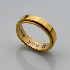 Custom Women Gold Rings Fidget Spinner Rings Black Spinner Rings Silver Fidget Rings Band Ring Women Spinner Finger Rings Waterproof Rings