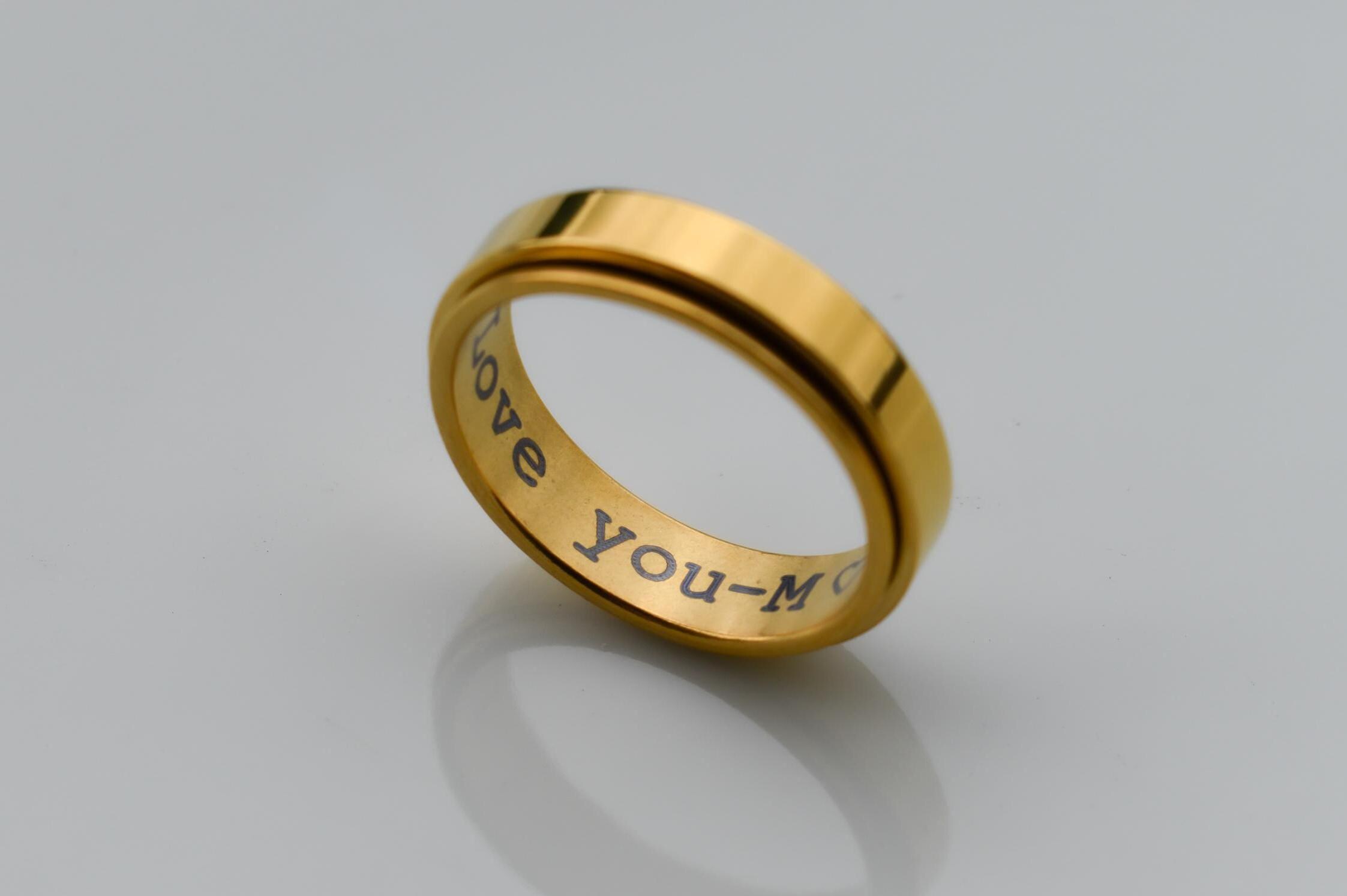 Custom Women Gold Rings Fidget Spinner Rings Black Spinner Rings Silver Fidget Rings Band Ring Women Spinner Finger Rings Waterproof Rings