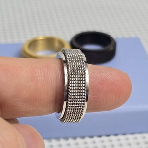 Spinner Rings, Silver Men Rings, Custom Silver Fidget Man Ring, Black Band Rings, Fidget Ring For Women, Couple Rings, Spinner Ring For Dads