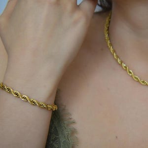 18K Gold Filled Rope Jewelry, Gold Chain Bracelet Shape mom, Vintage Mesh Bracelet, Vintage Jewelry Stainless Steel Waterproof Gold Bracelet