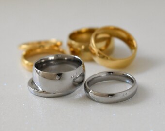 18 K Gold Filled Wedding Band Rings, Engagement Band Bride Rings, Silver Promise Band Rings, Stackable  Rings, Men Band Rings Finger Jewelry