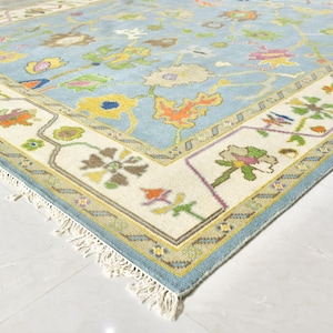 Oushak Rug Hand Knotted 8x10, 9x12, 10x14, Wool Traditional And Vintage Antique Oushak Wool Area Rug For Living Room Rug