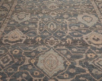 Hand-Knotted Wool & Cotton Persian Rug: Vintage Oriental Design