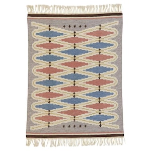 Handwoven Wool Kilim Rug: Scandinavian Bohemian Flatweave