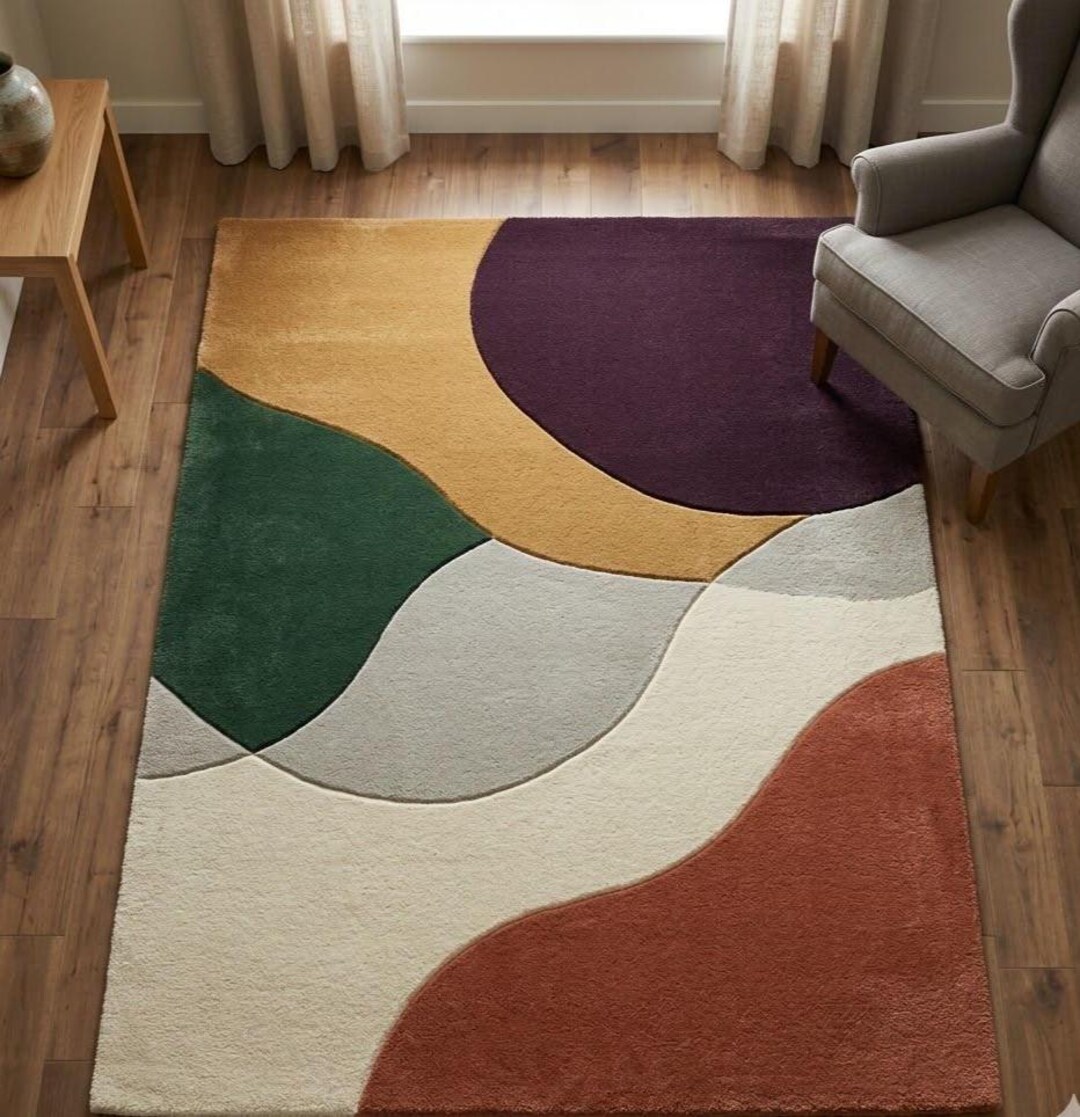 Modern Abstract Rug Hand Tufted Wool Large Area Rug for Living Room ...