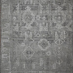 Niebieski dywan Nowoczesny węzeł turecki 8x10 Dywany 9x12 Salon Oushak Dywan wiązany ręcznie, Antyczna turecka wełna naturalny kolor Oushak Dywan