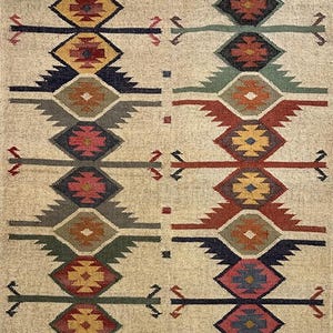 Handwoven Kilim Wool Rug: Scandinavian Modern Boho Decor