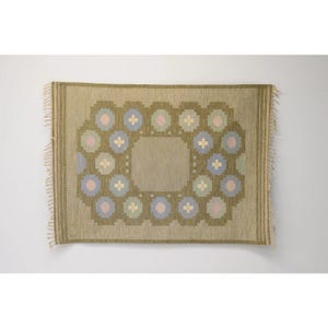 Swedish Marianne Richter Inspired Kilim Area Rug Handwoven Wool Carpet Neutral Toned Modern Boho Decor Rug Vintage Handmade Wool Kilim Rug