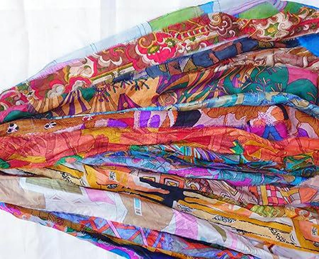 BIG LOT PURE SILK Vintage Sari TASSELS Skeins Set 9 Colors 225 STRANDS