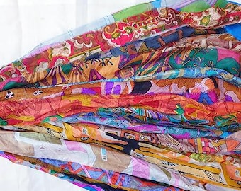 ABB 21 yards Unstitched Pure Silk Sari Ribbon Yarn tassel Skiens Skein MIXED Journal Scrapbook Craft Project strips India Jewelry DS348