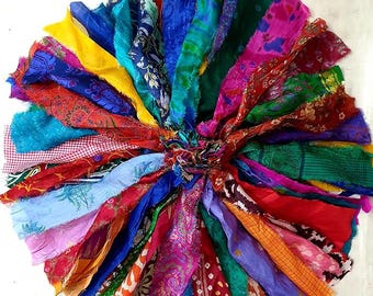 ABB LOT Antique Vintage Pure Sari Silk Tassels Journal Scrapbook 100 STRANDS 10" Long Ribbon Strips Home Decor Journal Mixed