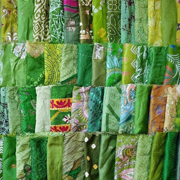 ABB Sari Silk Sari Fabric Scraps Remnant India Snippets 15 pieces Henna Vintage Material Craft Quilt Doll Junk Journal