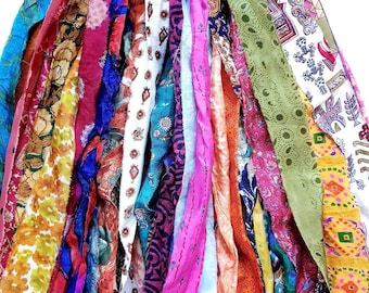 ABB 21 yards Unstitched Pure Silk Sari Ribbon Yarn tassel Skeins Skein MIXED Shade Journal Scrapbook Craft Project strips elry DS360