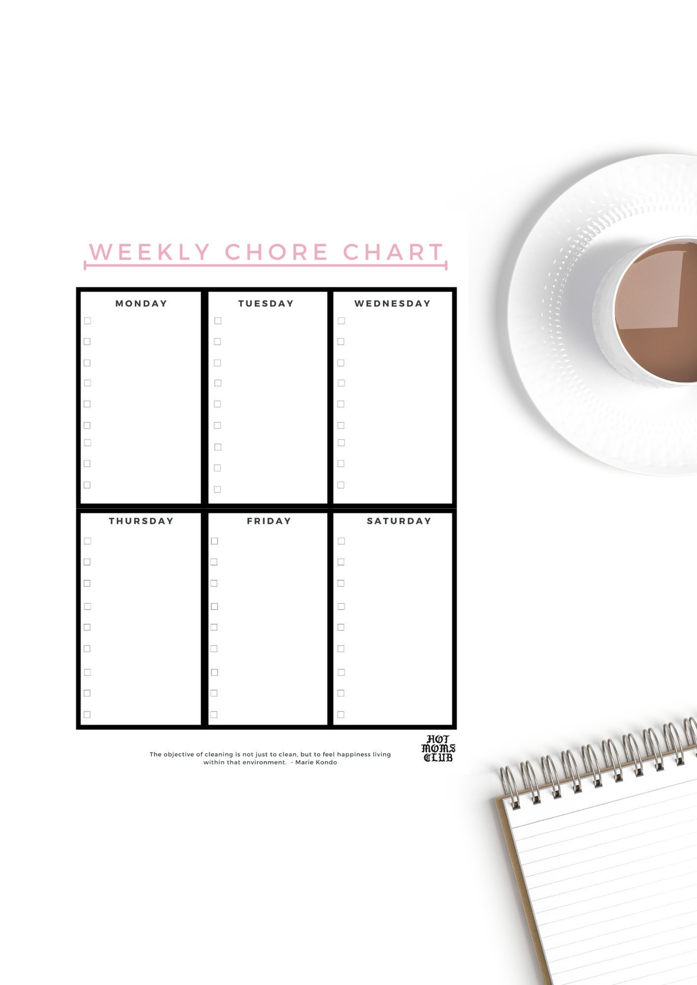 Printable Weekly Chore Cleaning Chart | Downloadable Chore Chart ...