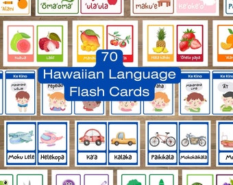 ʻŌlelo Hawaiʻi Educational Flash Cards, Hawaiian Language Learning, 70 digital pintables