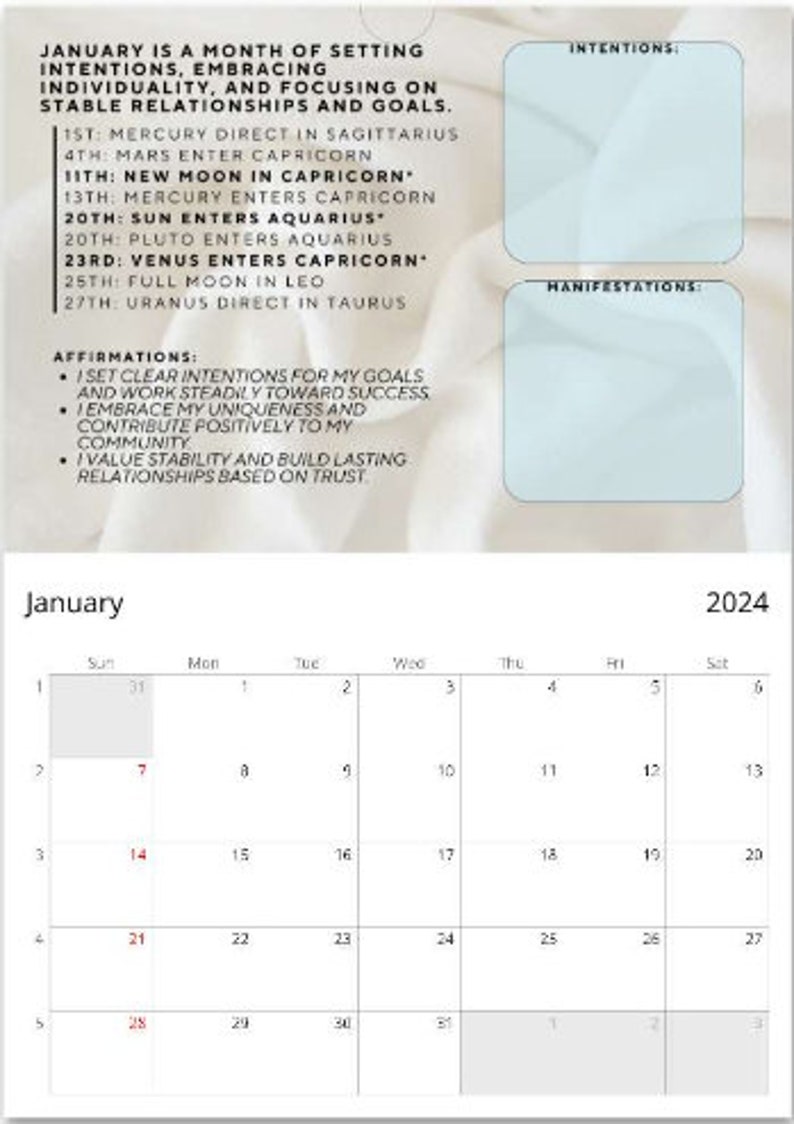 Alohilani Oracle's Astral Calendar 2024 Affirmations Etsy