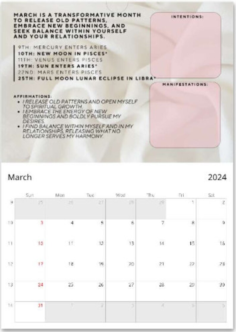 Alohilani Oracle's Astral Calendar 2024 Affirmations Etsy