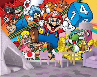 Super Mario Wallpaper Mural / Removable traditional Peel Stick