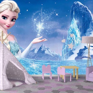 Frozen Wallpaper , Frozen Elsa Themed Kids Wallpaper , Peel and Stick Kids Wallpaper , Elsa Wallpaper , Ice Queen Wallpaper , Baby Gifts