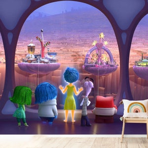 Carta da parati con personaggi del film Inside Out Carta da parati per cameretta dei bambini / Carta da parati tradizionale rimovibile / Tessuto non tessuto