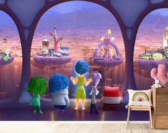 Inside Out Movie Characters Wallpaper Wallpaper for Kids Room / Removable traditional Peel Stick / Nonwoven
