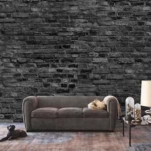 Black Concrete Wallpaper, Removable Wallpaper, Peel and Stick Wallpaper, Temporary Wallpaper, Concrete Texture, Wall Decor, Wallpaper