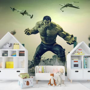 Hulk Superhero Wallpaper: Boy&#39;s Room Peel and Stick Mural