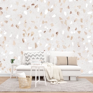 Terrazzo Removable Fabric Wallpaper Modern Mural Self Adhesive Peel and Stick Terrazzo flooring Decor Trendy stone texture Peels and sticks