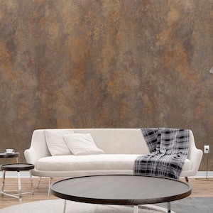 Rust Wall Mural, Concrete Wallpaper Peel and Stick, Textured Grunge Dark Brown Rusty Metal Wallpaper, Self Adhesive Wallpaper